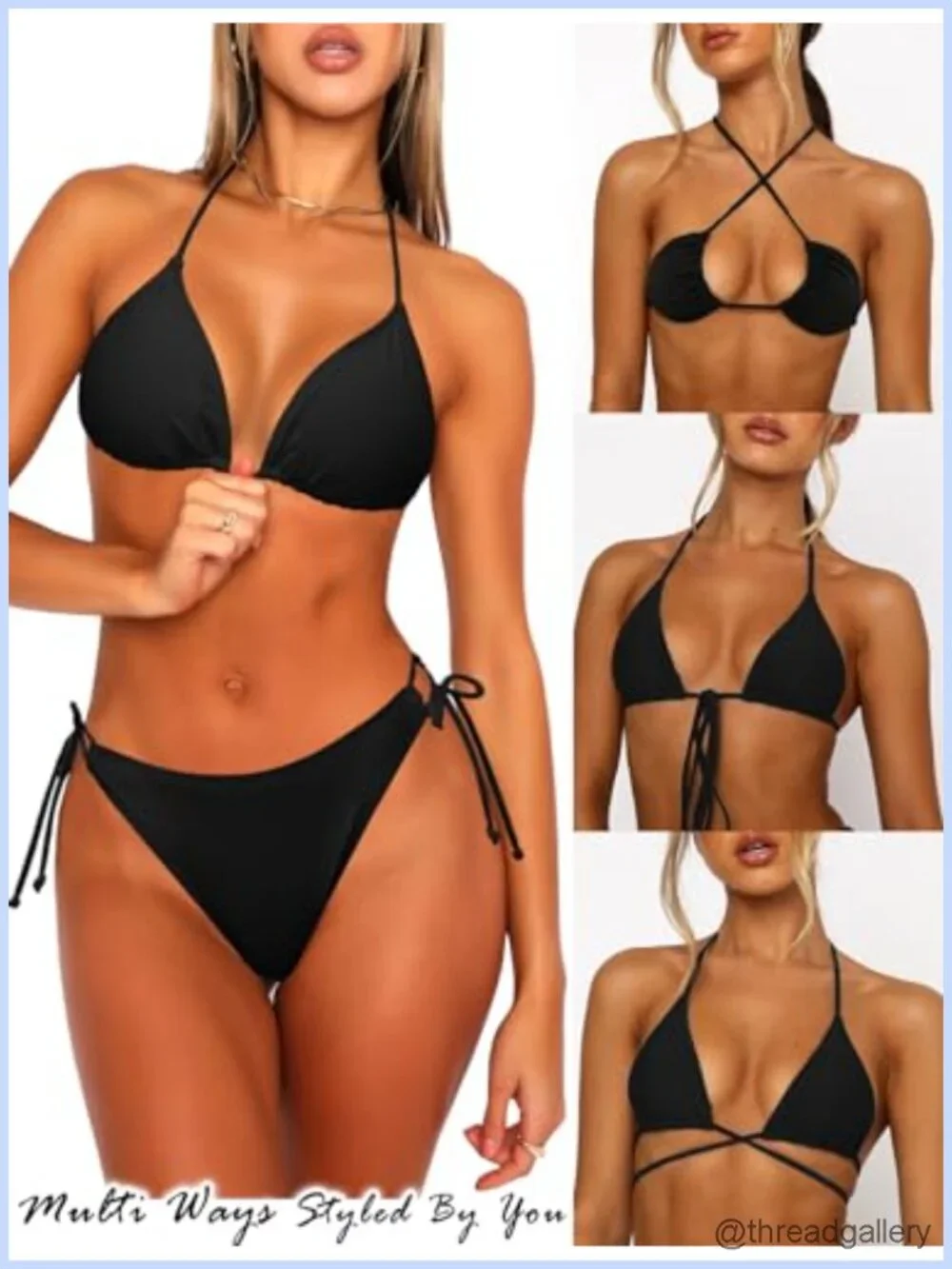 2 Piece Halter Triangle Bikini Set Women Brazilian String Swimwear Full